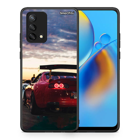 Θήκη Oppo A74 4G Racing Supra από τη Smartfits με σχέδιο στο πίσω μέρος και μαύρο περίβλημα | Oppo A74 4G Racing Supra case with colorful back and black bezels