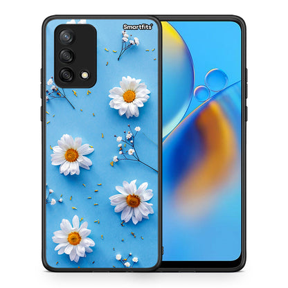 Θήκη Oppo A74 4G Real Daisies από τη Smartfits με σχέδιο στο πίσω μέρος και μαύρο περίβλημα | Oppo A74 4G Real Daisies case with colorful back and black bezels