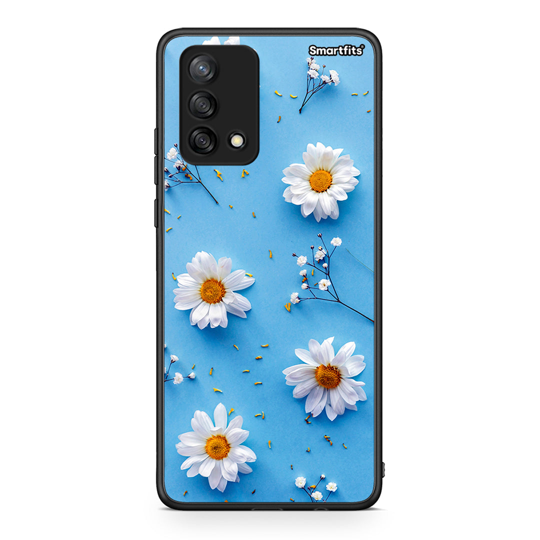 Oppo A74 4G Real Daisies θήκη από τη Smartfits με σχέδιο στο πίσω μέρος και μαύρο περίβλημα | Smartphone case with colorful back and black bezels by Smartfits
