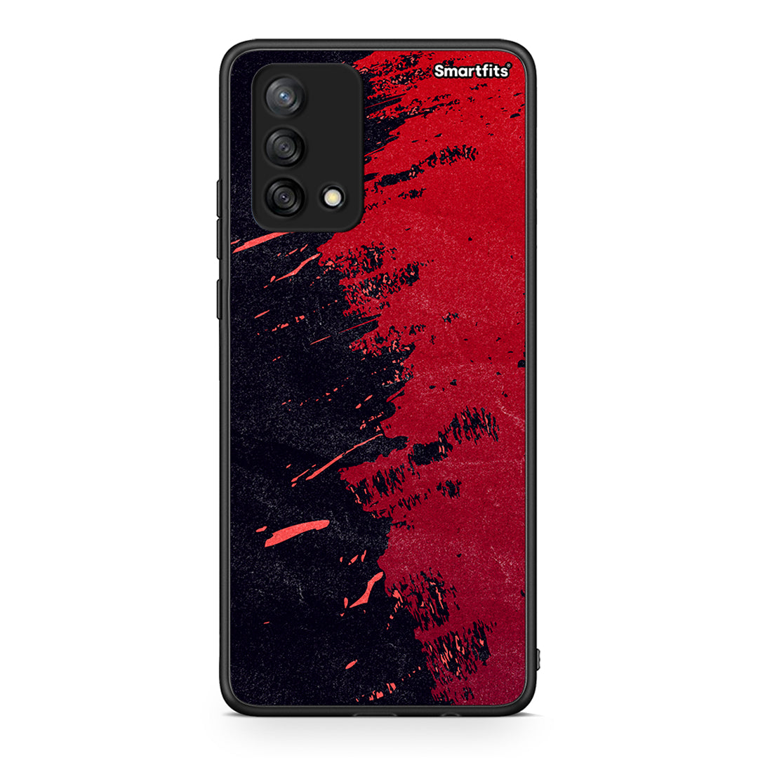 Oppo A74 4G Red Paint Θήκη Αγίου Βαλεντίνου από τη Smartfits με σχέδιο στο πίσω μέρος και μαύρο περίβλημα | Smartphone case with colorful back and black bezels by Smartfits
