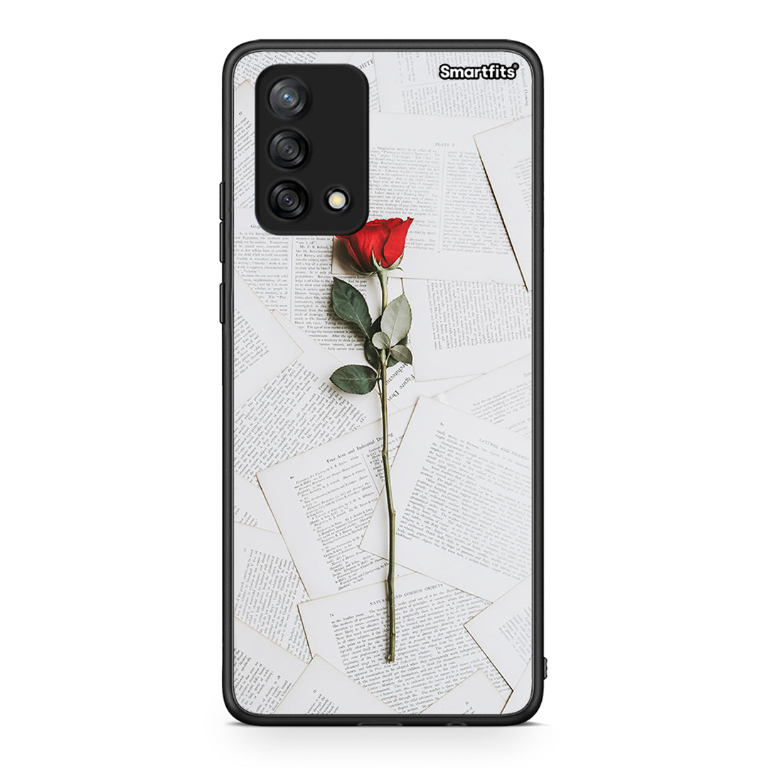 Oppo A74 4G Red Rose θήκη από τη Smartfits με σχέδιο στο πίσω μέρος και μαύρο περίβλημα | Smartphone case with colorful back and black bezels by Smartfits