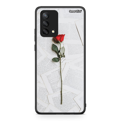 Oppo A74 4G Red Rose θήκη από τη Smartfits με σχέδιο στο πίσω μέρος και μαύρο περίβλημα | Smartphone case with colorful back and black bezels by Smartfits