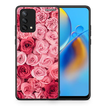Θήκη Oppo A74 4G RoseGarden Valentine από τη Smartfits με σχέδιο στο πίσω μέρος και μαύρο περίβλημα | Oppo A74 4G RoseGarden Valentine case with colorful back and black bezels