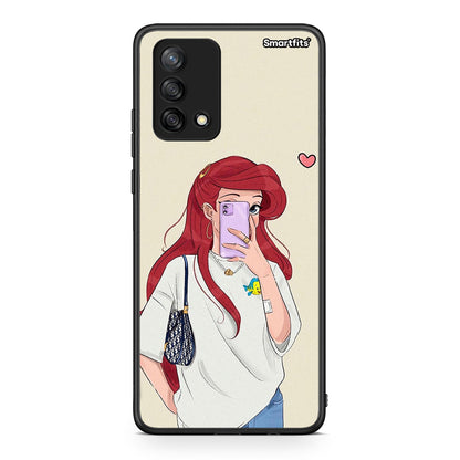 Oppo A74 4G Walking Mermaid Θήκη από τη Smartfits με σχέδιο στο πίσω μέρος και μαύρο περίβλημα | Smartphone case with colorful back and black bezels by Smartfits