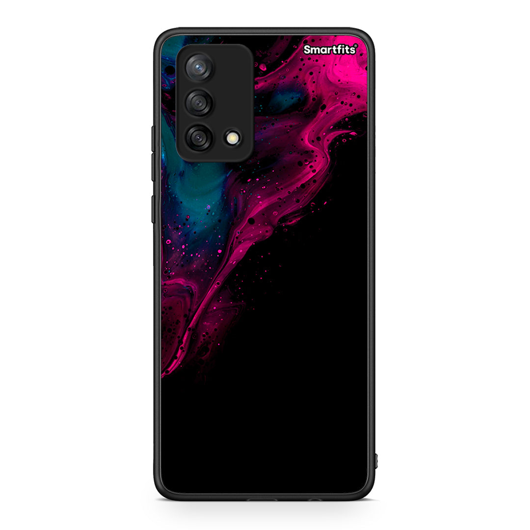 4 - Oppo A74 4G Pink Black Watercolor case, cover, bumper