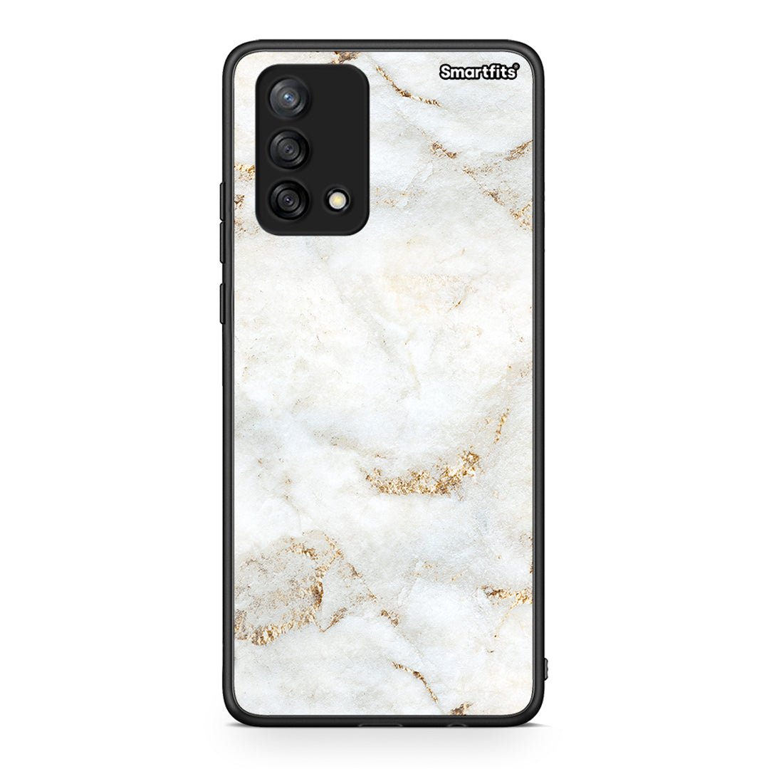 Oppo A74 4G White Gold Marble θήκη από τη Smartfits με σχέδιο στο πίσω μέρος και μαύρο περίβλημα | Smartphone case with colorful back and black bezels by Smartfits