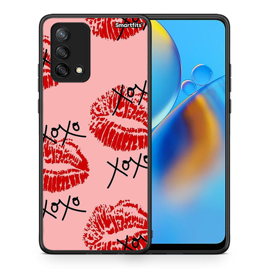 Θήκη Oppo A74 4G XOXO Lips από τη Smartfits με σχέδιο στο πίσω μέρος και μαύρο περίβλημα | Oppo A74 4G XOXO Lips case with colorful back and black bezels