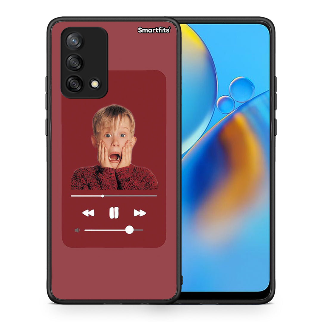 Θήκη Oppo A74 4G Xmas Alone Music από τη Smartfits με σχέδιο στο πίσω μέρος και μαύρο περίβλημα | Oppo A74 4G Xmas Alone Music case with colorful back and black bezels