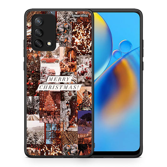 Θήκη Oppo A74 4G Xmas Collage από τη Smartfits με σχέδιο στο πίσω μέρος και μαύρο περίβλημα | Oppo A74 4G Xmas Collage case with colorful back and black bezels