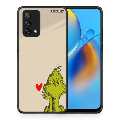 Θήκη Oppo A74 4G Xmas Grinch από τη Smartfits με σχέδιο στο πίσω μέρος και μαύρο περίβλημα | Oppo A74 4G Xmas Grinch case with colorful back and black bezels