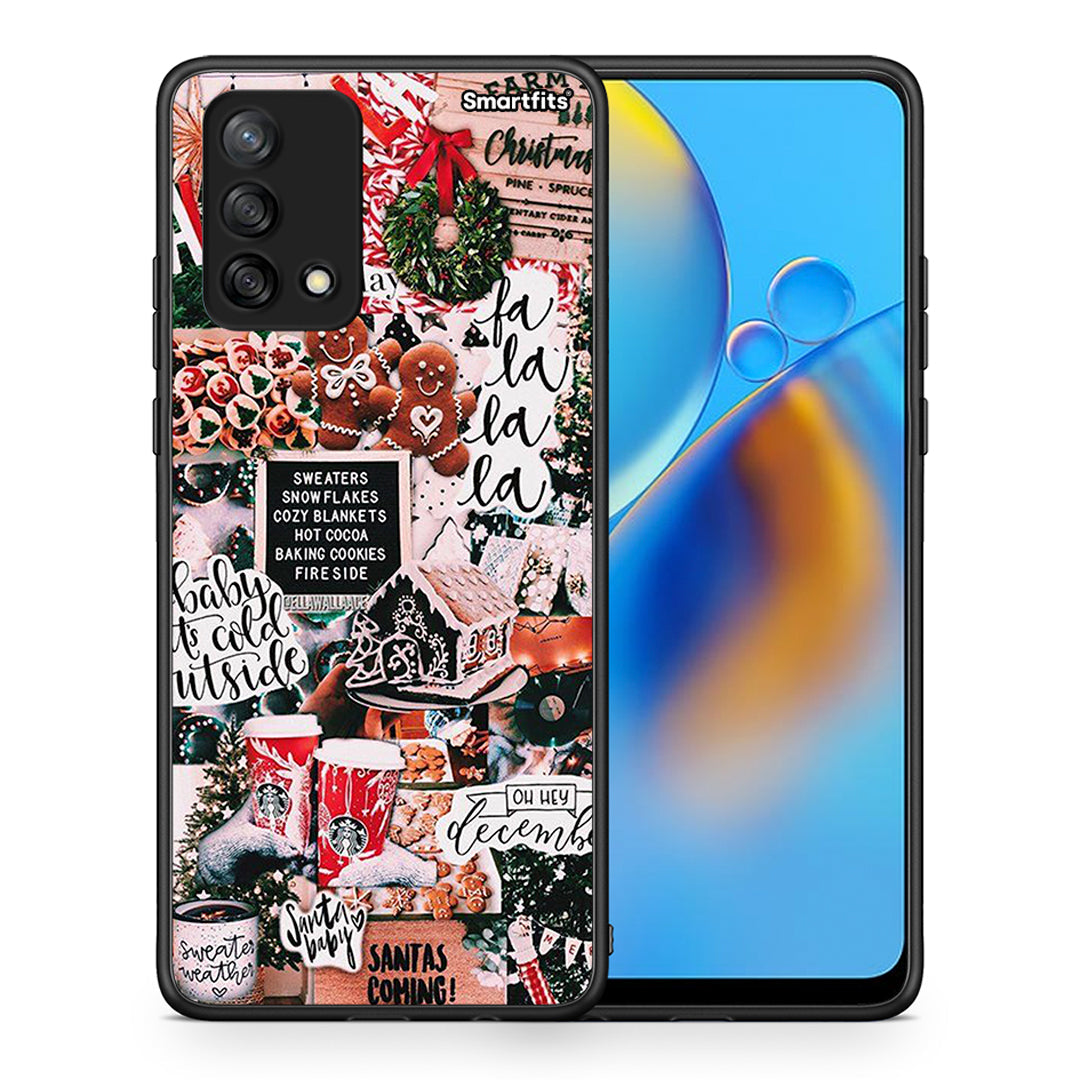 Θήκη Oppo A74 4G Xmas Habbits από τη Smartfits με σχέδιο στο πίσω μέρος και μαύρο περίβλημα | Oppo A74 4G Xmas Habbits case with colorful back and black bezels
