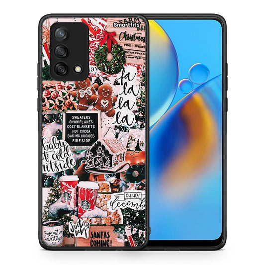 Θήκη Oppo A74 4G Xmas Habbits από τη Smartfits με σχέδιο στο πίσω μέρος και μαύρο περίβλημα | Oppo A74 4G Xmas Habbits case with colorful back and black bezels