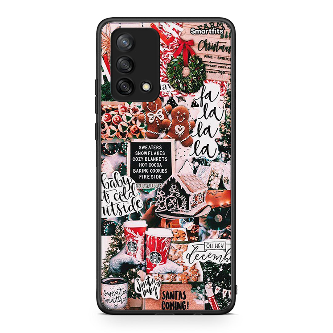 Oppo A74 4G Xmas Habbits θήκη από τη Smartfits με σχέδιο στο πίσω μέρος και μαύρο περίβλημα | Smartphone case with colorful back and black bezels by Smartfits