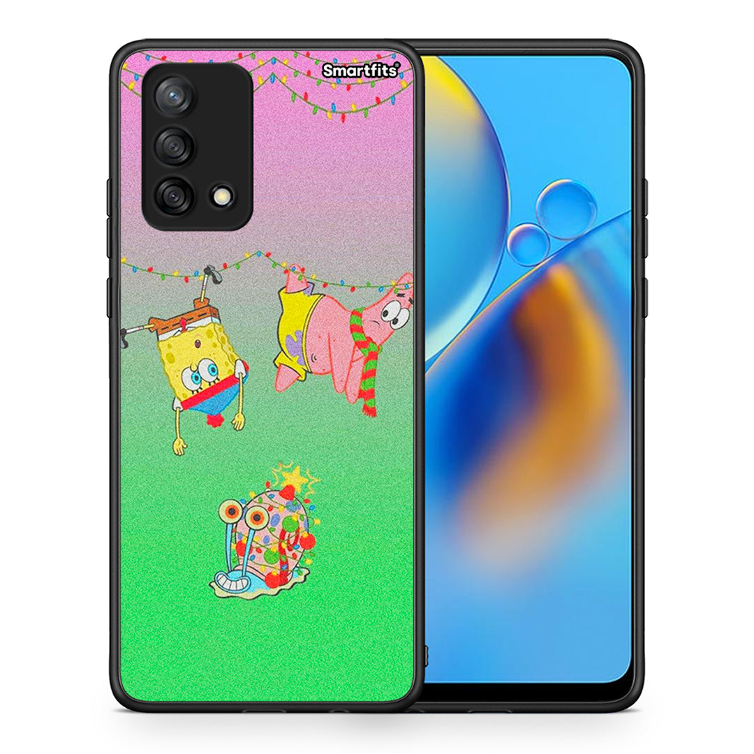 Θήκη Oppo A74 4G Xmas Lights από τη Smartfits με σχέδιο στο πίσω μέρος και μαύρο περίβλημα | Oppo A74 4G Xmas Lights case with colorful back and black bezels