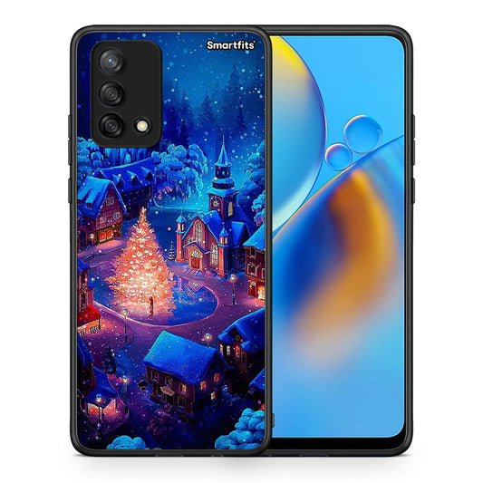 Θήκη Oppo A74 4G Xmas Village από τη Smartfits με σχέδιο στο πίσω μέρος και μαύρο περίβλημα | Oppo A74 4G Xmas Village case with colorful back and black bezels