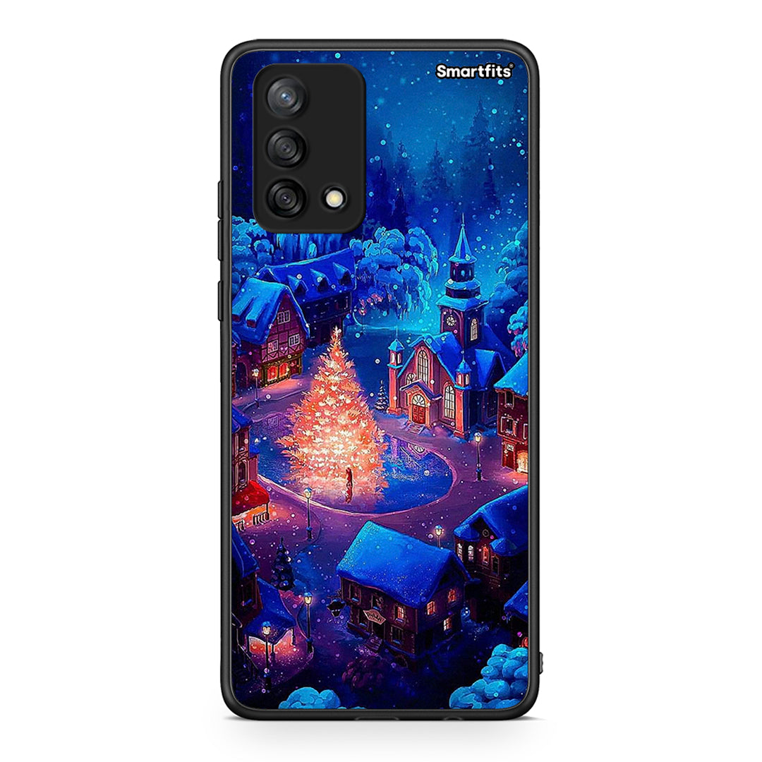 Oppo A74 4G Xmas Village θήκη από τη Smartfits με σχέδιο στο πίσω μέρος και μαύρο περίβλημα | Smartphone case with colorful back and black bezels by Smartfits