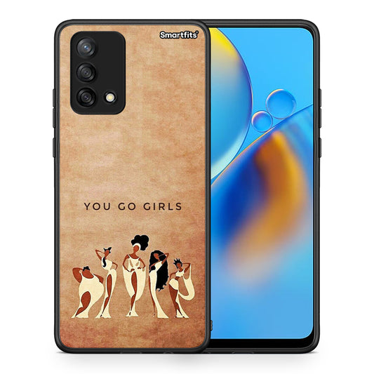 Θήκη Oppo A74 4G You Go Girl από τη Smartfits με σχέδιο στο πίσω μέρος και μαύρο περίβλημα | Oppo A74 4G You Go Girl case with colorful back and black bezels