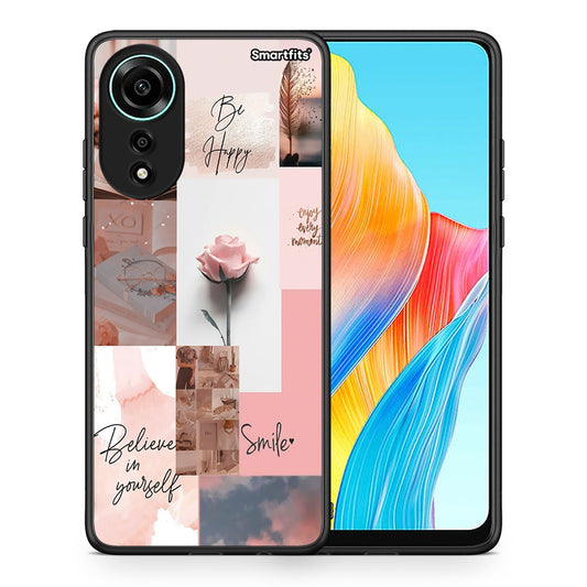 Θήκη Oppo A78 4G Aesthetic Collage από τη Smartfits με σχέδιο στο πίσω μέρος και μαύρο περίβλημα | Oppo A78 4G Aesthetic Collage case with colorful back and black bezels