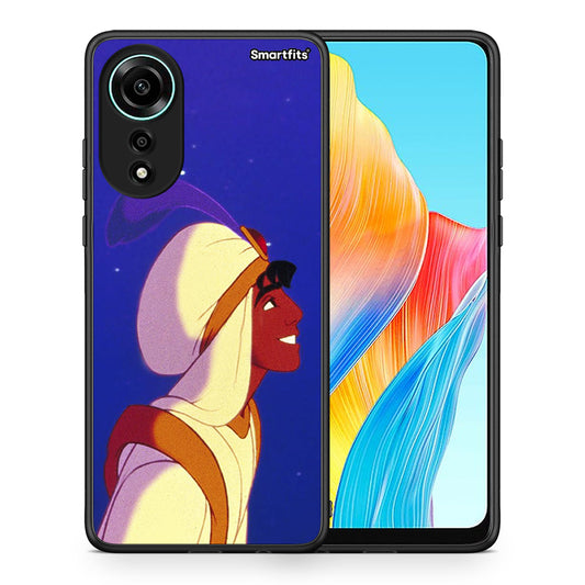Θήκη Oppo A78 4G Alladin And Jasmine Love 1 από τη Smartfits με σχέδιο στο πίσω μέρος και μαύρο περίβλημα | Oppo A78 4G Alladin And Jasmine Love 1 case with colorful back and black bezels