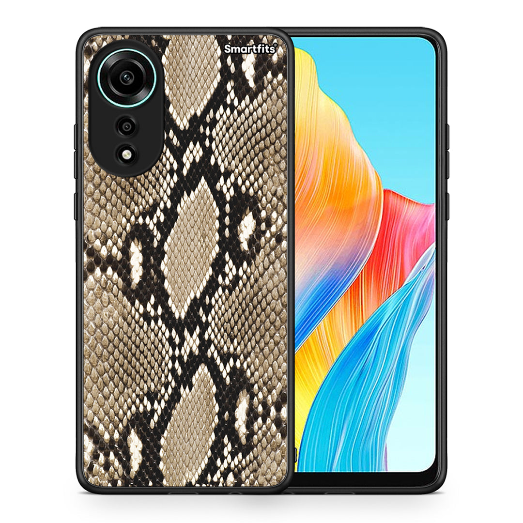 Θήκη Oppo A78 4G Fashion Snake Animal από τη Smartfits με σχέδιο στο πίσω μέρος και μαύρο περίβλημα | Oppo A78 4G Fashion Snake Animal case with colorful back and black bezels