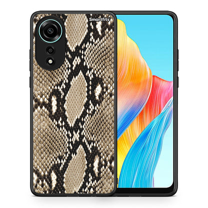 Θήκη Oppo A78 4G Fashion Snake Animal από τη Smartfits με σχέδιο στο πίσω μέρος και μαύρο περίβλημα | Oppo A78 4G Fashion Snake Animal case with colorful back and black bezels