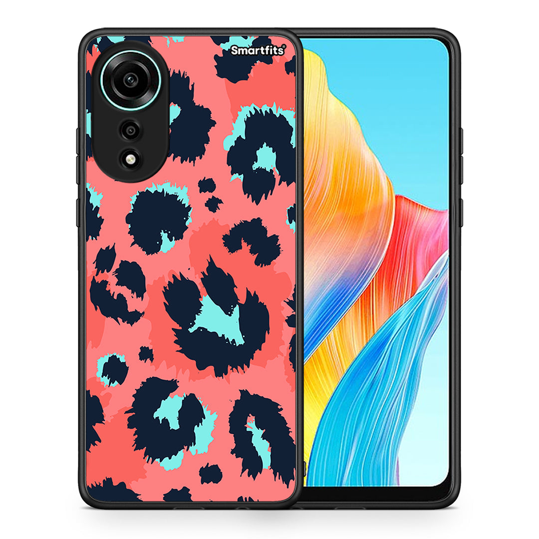 Θήκη Oppo A78 4G Pink Leopard Animal από τη Smartfits με σχέδιο στο πίσω μέρος και μαύρο περίβλημα | Oppo A78 4G Pink Leopard Animal case with colorful back and black bezels