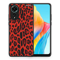 Thumbnail for Θήκη Oppo A78 4G Red Leopard Animal από τη Smartfits με σχέδιο στο πίσω μέρος και μαύρο περίβλημα | Oppo A78 4G Red Leopard Animal case with colorful back and black bezels