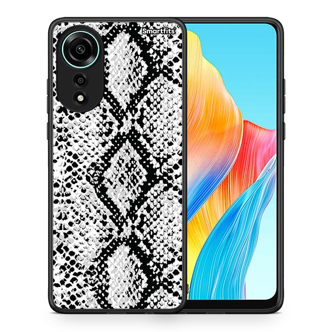 Θήκη Oppo A78 4G White Snake Animal από τη Smartfits με σχέδιο στο πίσω μέρος και μαύρο περίβλημα | Oppo A78 4G White Snake Animal case with colorful back and black bezels