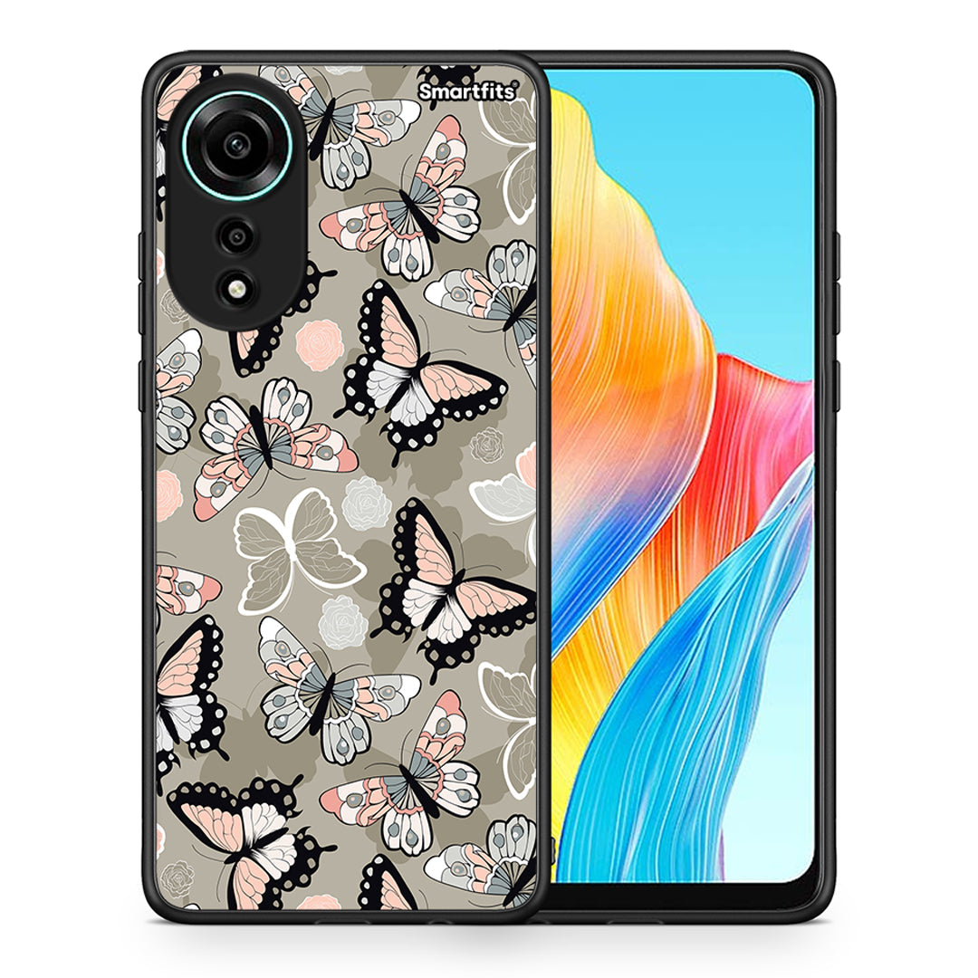 Θήκη Oppo A78 4G Butterflies Boho από τη Smartfits με σχέδιο στο πίσω μέρος και μαύρο περίβλημα | Oppo A78 4G Butterflies Boho case with colorful back and black bezels