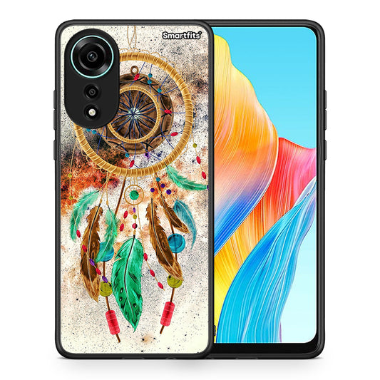 Θήκη Oppo A78 4G DreamCatcher Boho από τη Smartfits με σχέδιο στο πίσω μέρος και μαύρο περίβλημα | Oppo A78 4G DreamCatcher Boho case with colorful back and black bezels