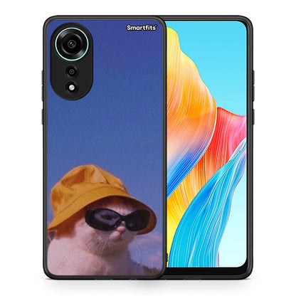 Θήκη Oppo A78 4G Cat Diva από τη Smartfits με σχέδιο στο πίσω μέρος και μαύρο περίβλημα | Oppo A78 4G Cat Diva case with colorful back and black bezels