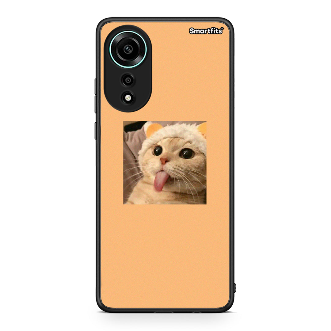 Oppo A78 4G Cat Tongue θήκη από τη Smartfits με σχέδιο στο πίσω μέρος και μαύρο περίβλημα | Smartphone case with colorful back and black bezels by Smartfits