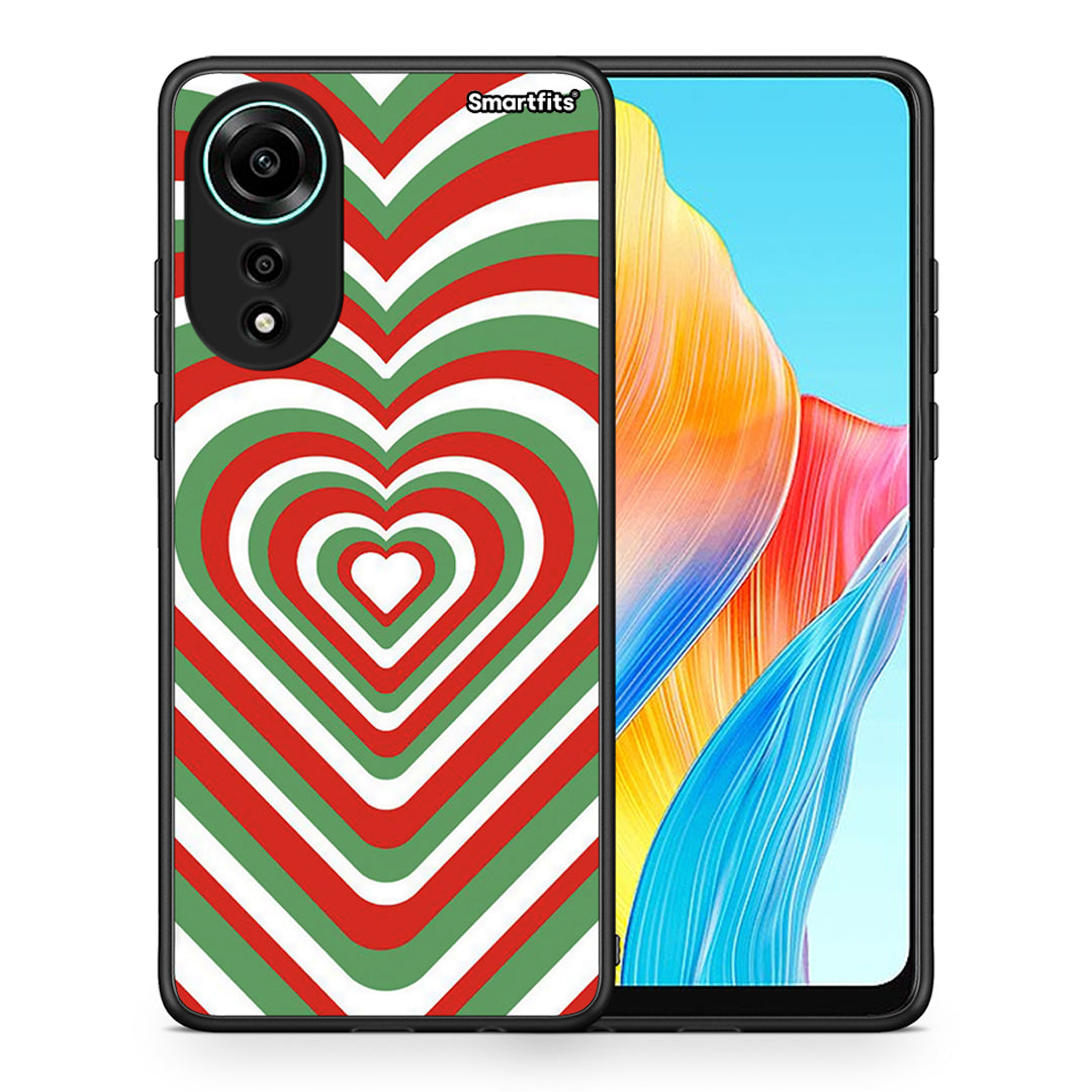 Θήκη Oppo A78 4G Christmas Hearts από τη Smartfits με σχέδιο στο πίσω μέρος και μαύρο περίβλημα | Oppo A78 4G Christmas Hearts case with colorful back and black bezels