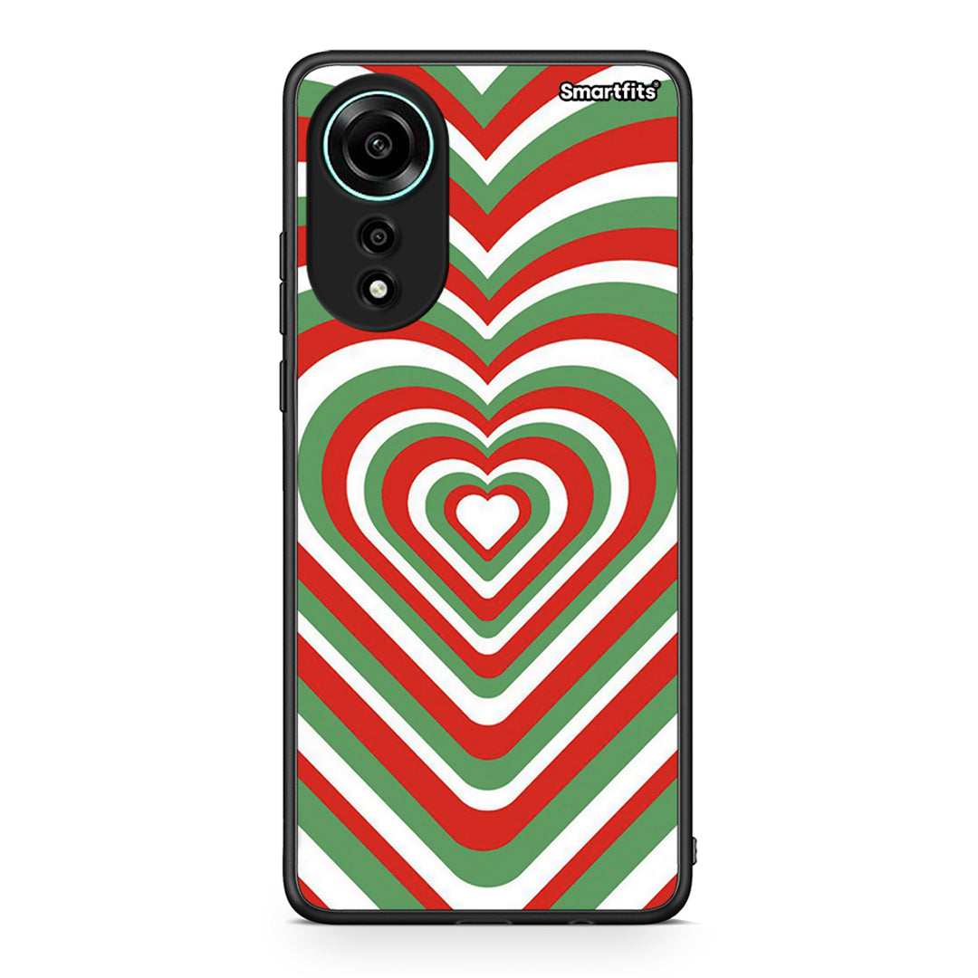 Oppo A78 4G Christmas Hearts θήκη από τη Smartfits με σχέδιο στο πίσω μέρος και μαύρο περίβλημα | Smartphone case with colorful back and black bezels by Smartfits