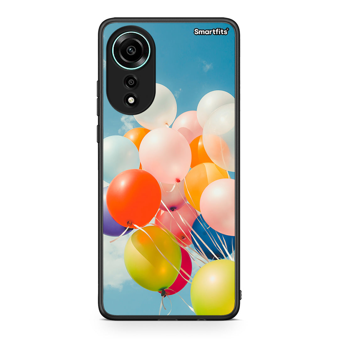 Oppo A78 4G Colorful Balloons θήκη από τη Smartfits με σχέδιο στο πίσω μέρος και μαύρο περίβλημα | Smartphone case with colorful back and black bezels by Smartfits