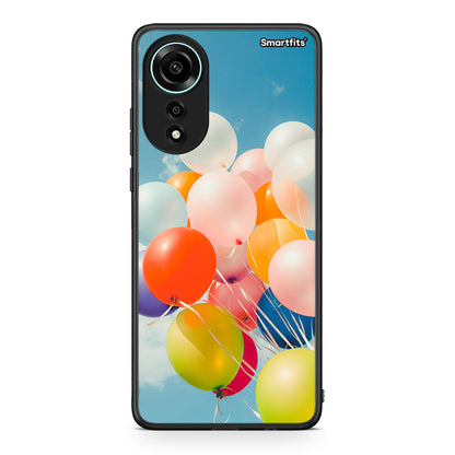 Oppo A78 4G Colorful Balloons θήκη από τη Smartfits με σχέδιο στο πίσω μέρος και μαύρο περίβλημα | Smartphone case with colorful back and black bezels by Smartfits