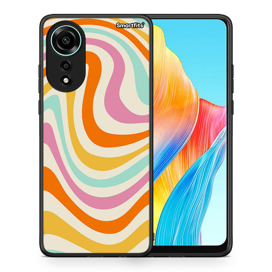 Θήκη Oppo A78 4G Colourful Waves από τη Smartfits με σχέδιο στο πίσω μέρος και μαύρο περίβλημα | Oppo A78 4G Colourful Waves case with colorful back and black bezels