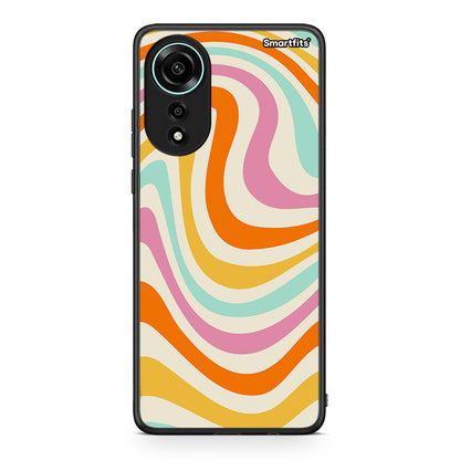 Oppo A78 4G Colourful Waves θήκη από τη Smartfits με σχέδιο στο πίσω μέρος και μαύρο περίβλημα | Smartphone case with colorful back and black bezels by Smartfits