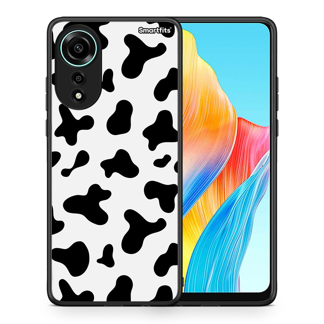 Θήκη Oppo A78 4G Cow Print από τη Smartfits με σχέδιο στο πίσω μέρος και μαύρο περίβλημα | Oppo A78 4G Cow Print case with colorful back and black bezels