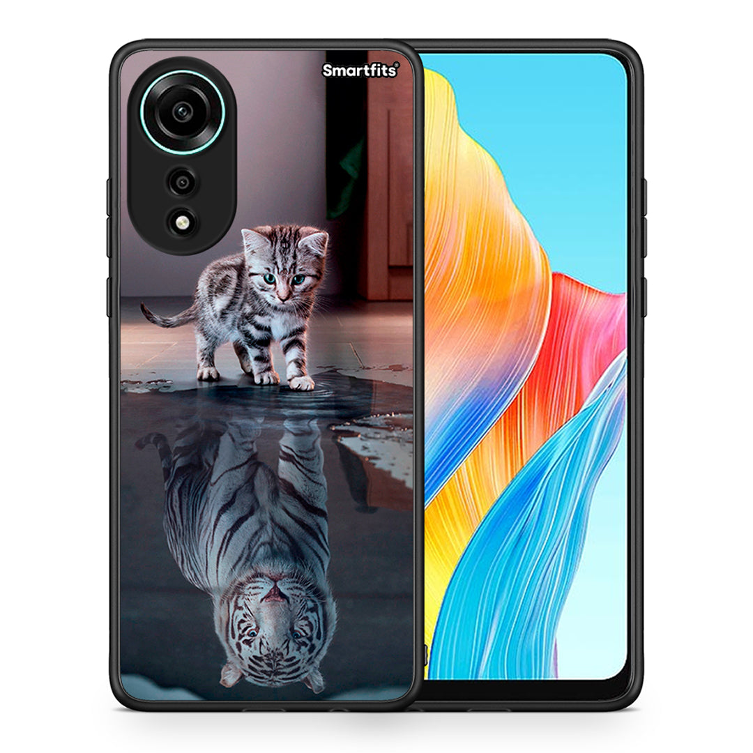 Θήκη Oppo A78 4G Tiger Cute από τη Smartfits με σχέδιο στο πίσω μέρος και μαύρο περίβλημα | Oppo A78 4G Tiger Cute case with colorful back and black bezels