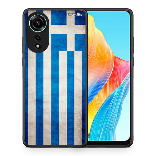 Θήκη Oppo A78 4G Greek Flag από τη Smartfits με σχέδιο στο πίσω μέρος και μαύρο περίβλημα | Oppo A78 4G Greek Flag case with colorful back and black bezels