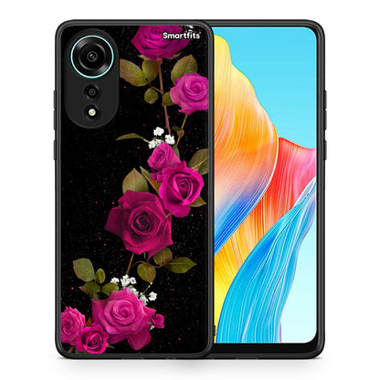 Θήκη Oppo A78 4G Red Roses Flower από τη Smartfits με σχέδιο στο πίσω μέρος και μαύρο περίβλημα | Oppo A78 4G Red Roses Flower case with colorful back and black bezels