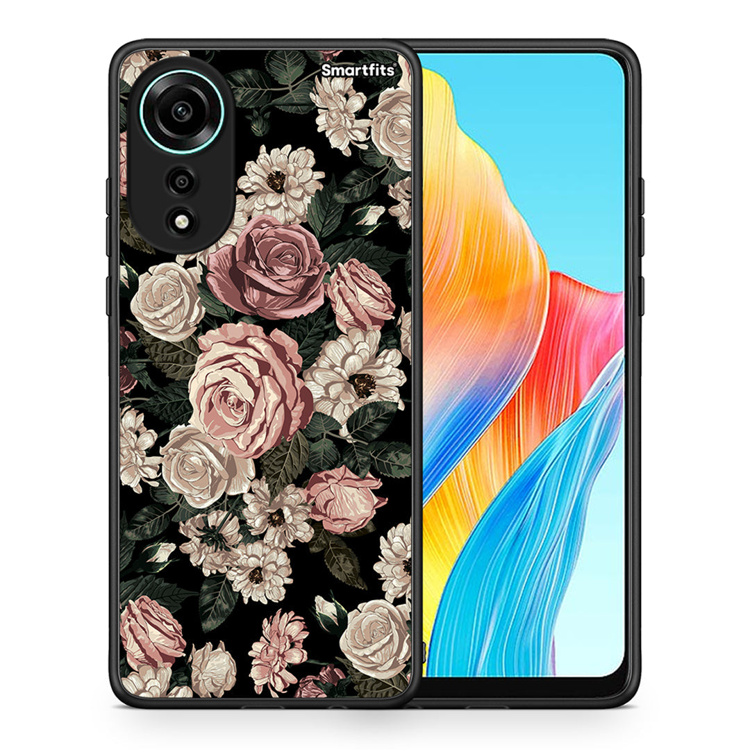 Θήκη Oppo A78 4G Wild Roses Flower από τη Smartfits με σχέδιο στο πίσω μέρος και μαύρο περίβλημα | Oppo A78 4G Wild Roses Flower case with colorful back and black bezels