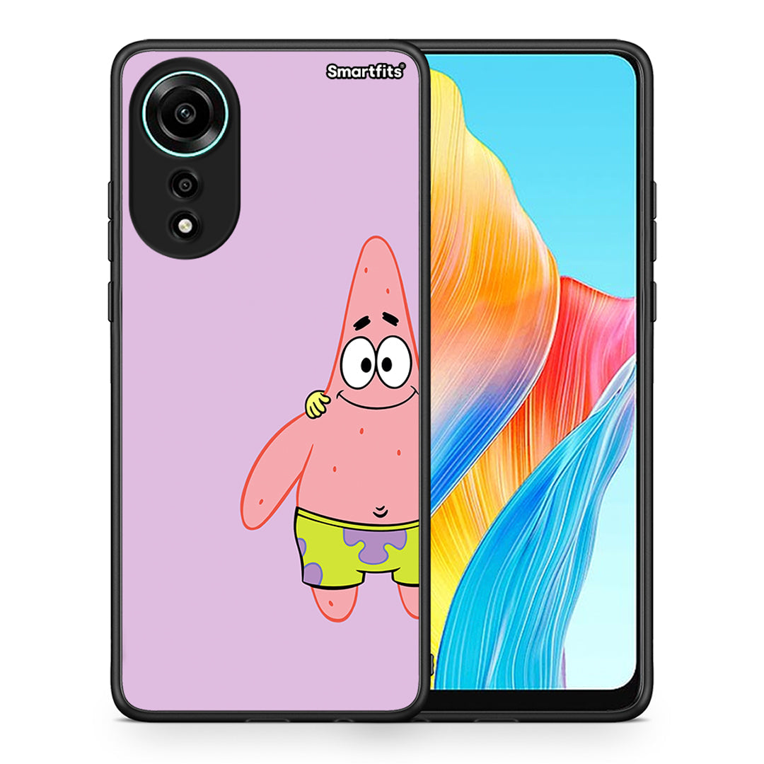 Θήκη Oppo A78 4G Friends Patrick από τη Smartfits με σχέδιο στο πίσω μέρος και μαύρο περίβλημα | Oppo A78 4G Friends Patrick case with colorful back and black bezels