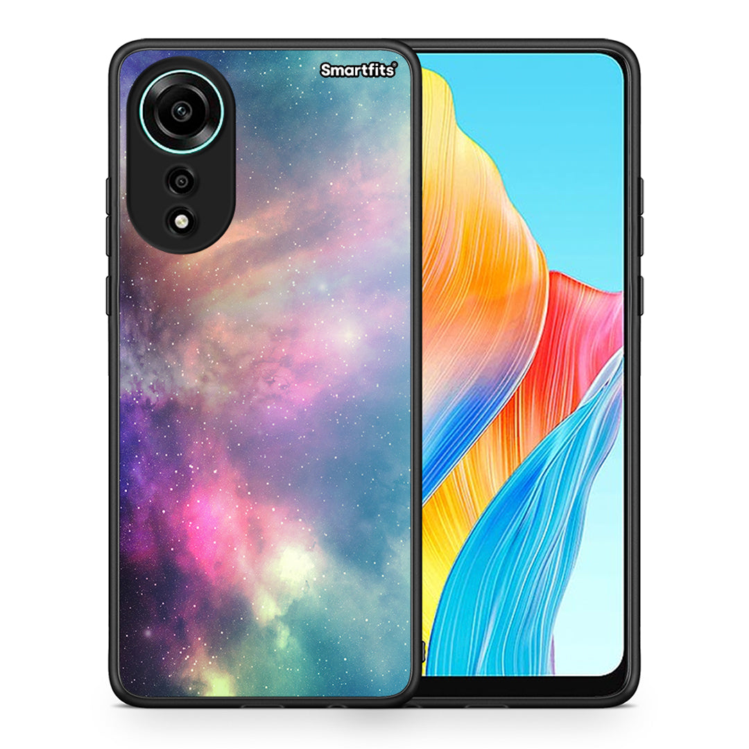 Θήκη Oppo A78 4G Rainbow Galaxy από τη Smartfits με σχέδιο στο πίσω μέρος και μαύρο περίβλημα | Oppo A78 4G Rainbow Galaxy case with colorful back and black bezels