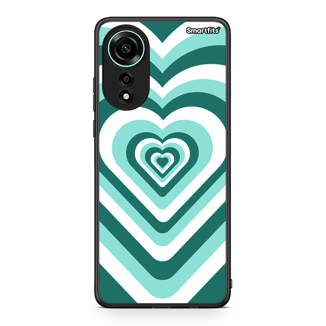 Oppo A78 4G Green Hearts θήκη από τη Smartfits με σχέδιο στο πίσω μέρος και μαύρο περίβλημα | Smartphone case with colorful back and black bezels by Smartfits