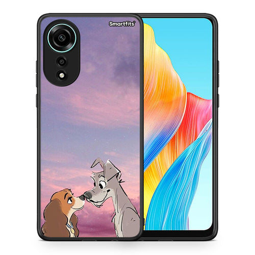 Θήκη Oppo A78 4G Lady And Tramp από τη Smartfits με σχέδιο στο πίσω μέρος και μαύρο περίβλημα | Oppo A78 4G Lady And Tramp case with colorful back and black bezels