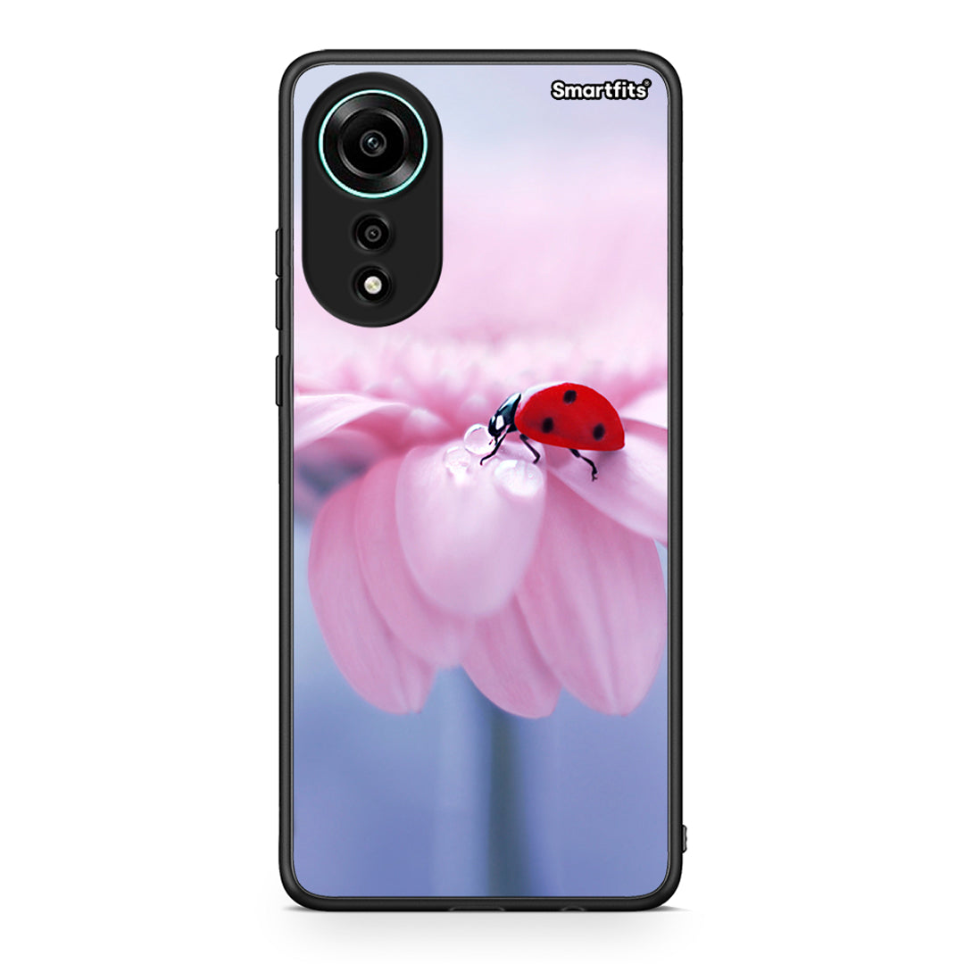 Oppo A78 4G Ladybug Flower θήκη από τη Smartfits με σχέδιο στο πίσω μέρος και μαύρο περίβλημα | Smartphone case with colorful back and black bezels by Smartfits