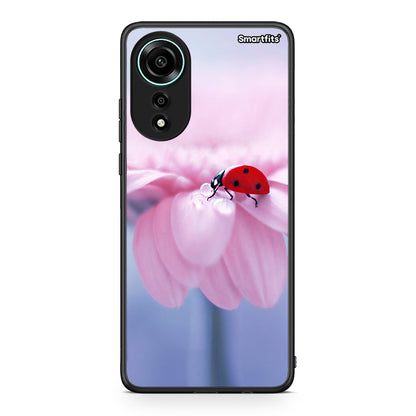 Oppo A78 4G Ladybug Flower θήκη από τη Smartfits με σχέδιο στο πίσω μέρος και μαύρο περίβλημα | Smartphone case with colorful back and black bezels by Smartfits