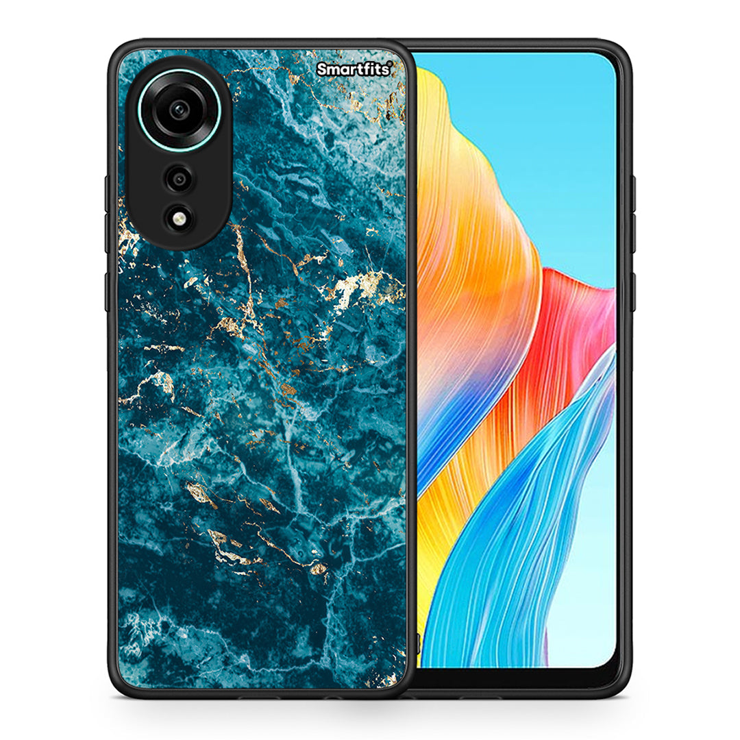 Θήκη Oppo A78 4G Marble Blue από τη Smartfits με σχέδιο στο πίσω μέρος και μαύρο περίβλημα | Oppo A78 4G Marble Blue case with colorful back and black bezels